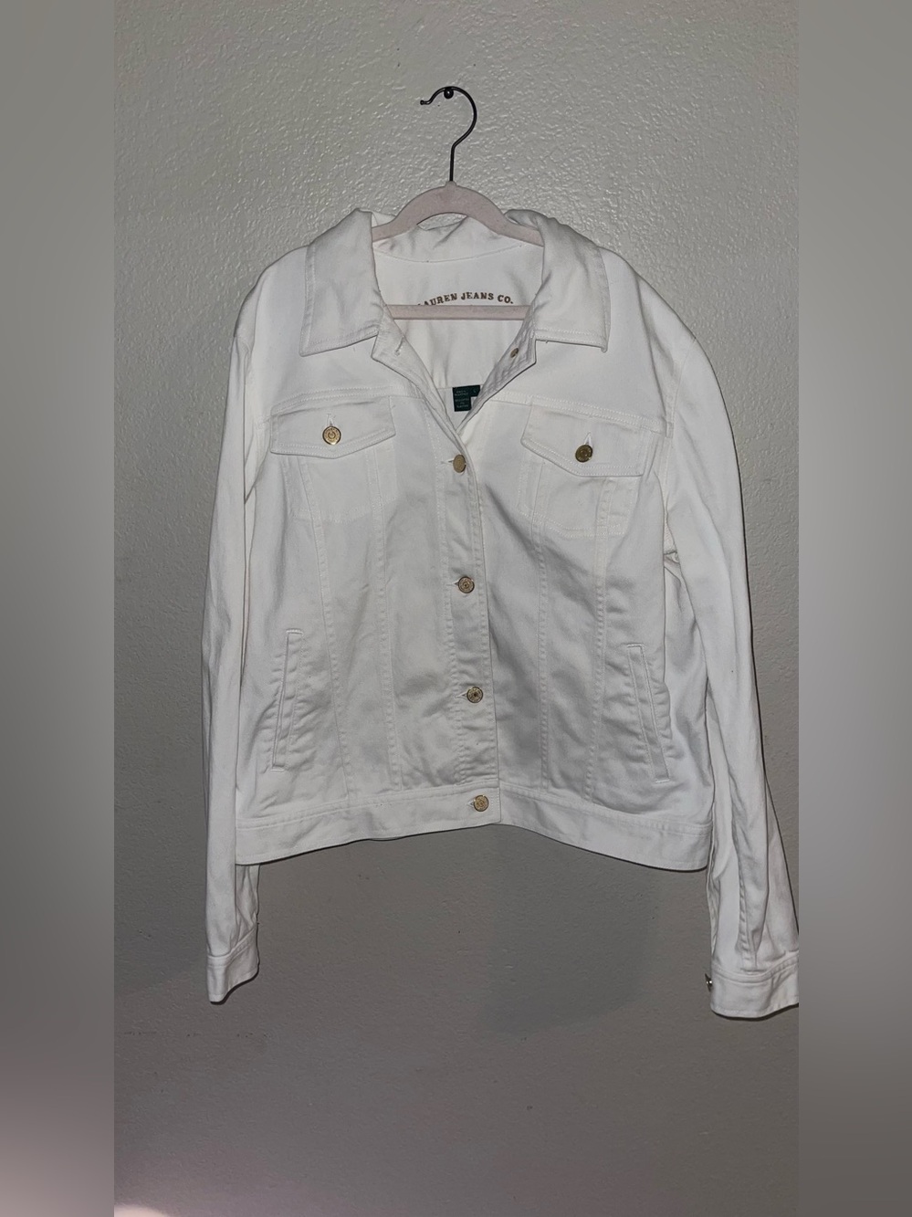 VTG Lauren Jeans Co. Ralph Lauren White Denim Trucker Jacket